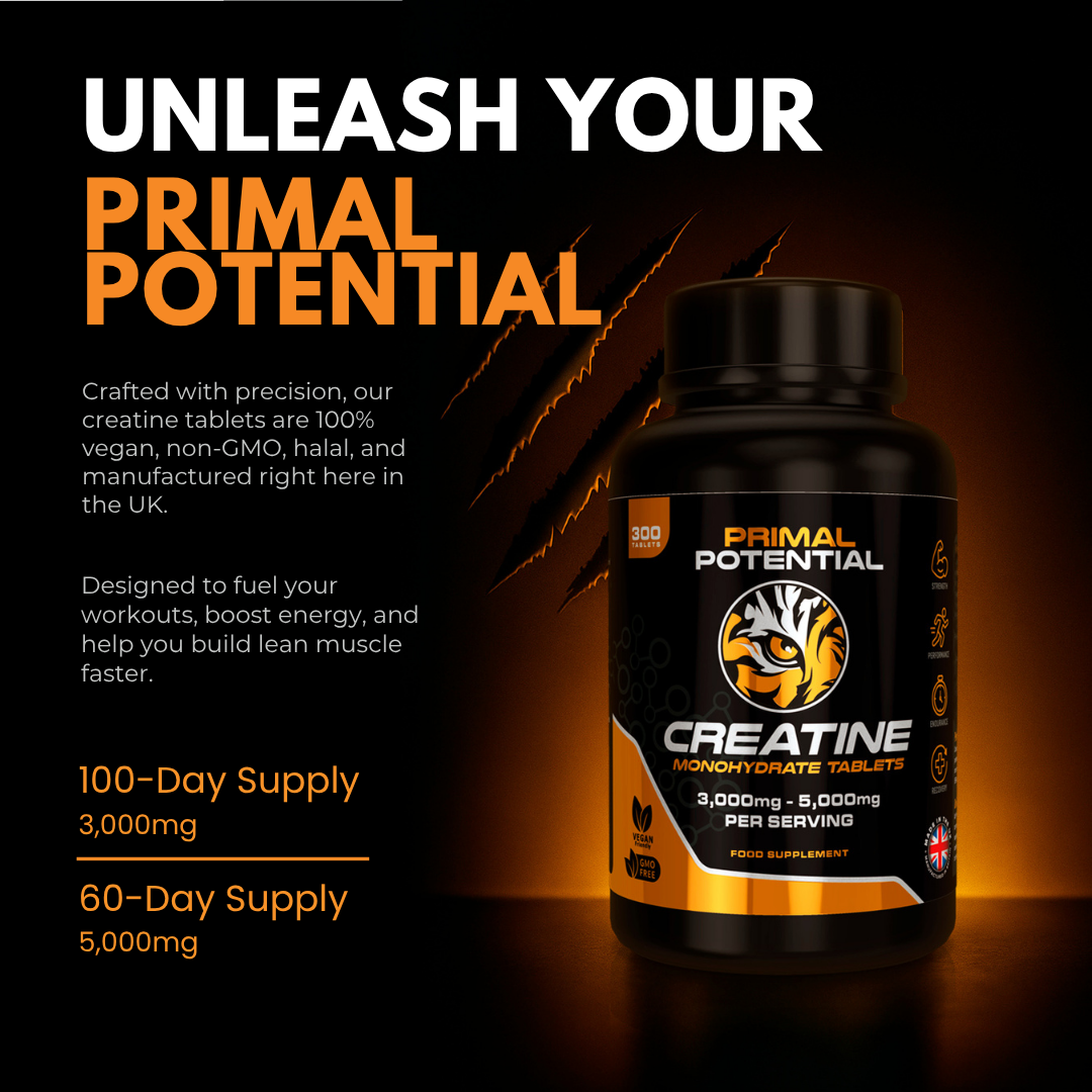 Primal Potential Creatine Tablets - 300 Tablets x 1000mg