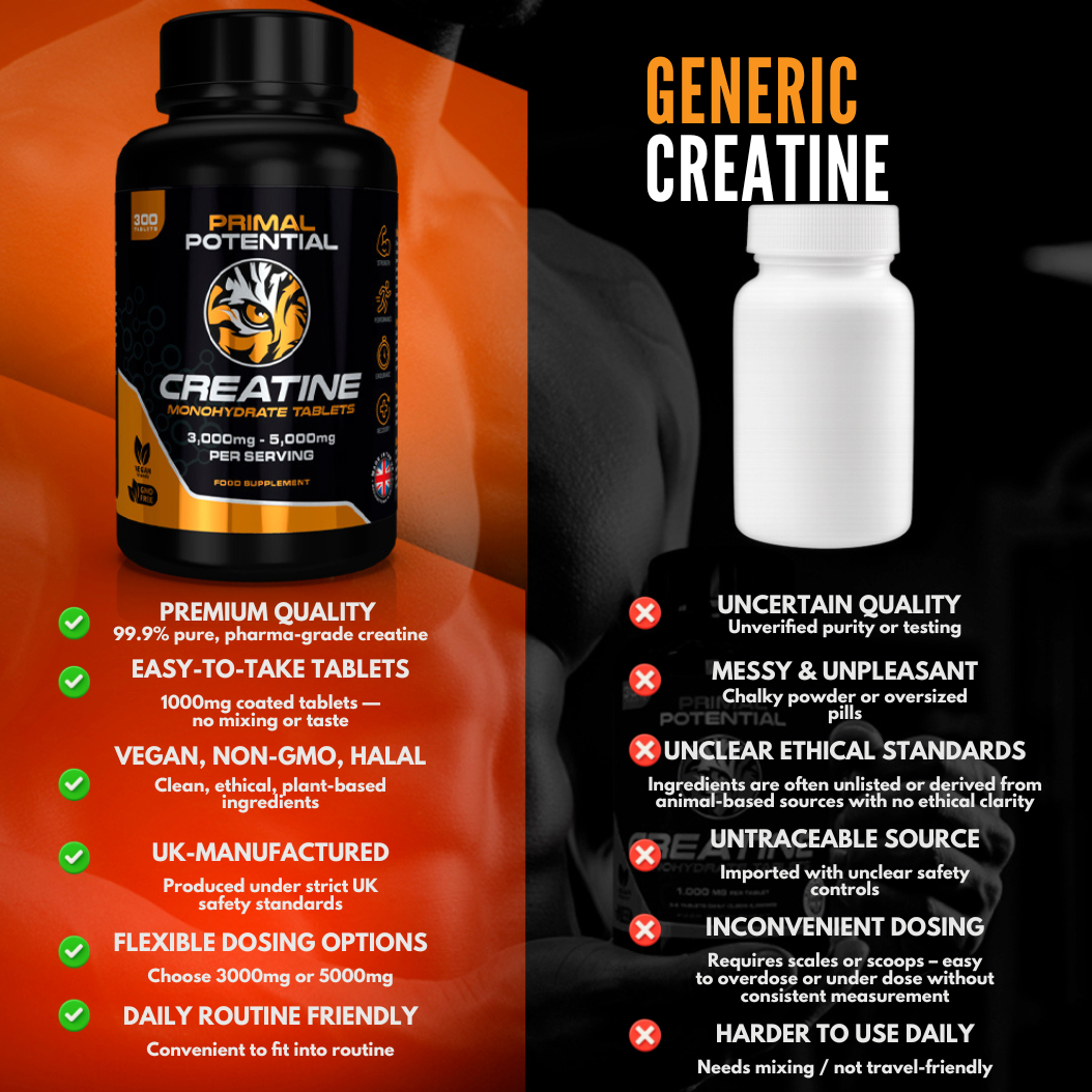Primal Potential Creatine Tablets - 300 Tablets x 1000mg